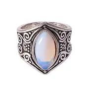 9 Moonstone Antique Silver Boho Gypsie Vintage Ring Womens Jewellery Bohemian Gift