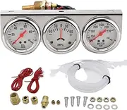 2Inch 52mm Universal 12V DC Car Triple Gauge Kit Psi Oil Pressure Gauge Fahrenheit Water Temp Gauge Ammeter Gauge Set Replacement Spare Parts, 500435139