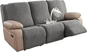 YUEANG 100% Waterproof Recliner Sofa Slipcovers, 3 Pieces Stretch Reclining Couch Covers for 3 Cushion Couch Sofa Pet Friendly Washable Furniture Covers for Dogs, Pets, Kids (Gray, 3 Seater)