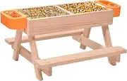 Chicken Coop Feeder - Outdoor Chicken Water Feeder Dispenser | No Waste Water Dispenser with Wooden Table, Feeding Supplies for Quail Duck Poultry Coop Accessories