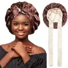 Double-layer Silky Satin Bonnet Adjustable Hair Cap Silk Hair Wrap Sleeping