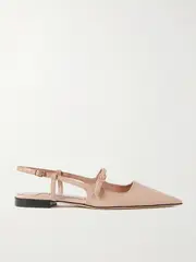 [Jimmy Choo] Jimmy Choo - Didi Patent-leather Slingback Point-toe Flats - Beige - IT38 IT 38 Neutrals