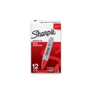 Sharpie 38202 Permanent Markers, Chisel Tip, Red, 12-Count