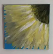 10x10 Framed Original Acrylic Pour Painting Swipe HOME DECOR WALL ART SUN FLOWER
