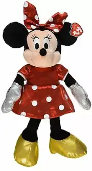 TY DISNEY MINNIE MOUSE MICKEY RED SPARKLE DRESS PLUSH STUFFED TOY Large 16” New