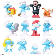 12pcs/set Smurfs Figures Toys Collection Model Ornament Cake Toppers Kids Gifts