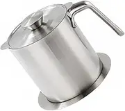CATIEBYE Oil Pot Filter Large Capacity Stainless Steel Strainer Pot Grease Strainer Grease Container Oil Can Filter Storage Container