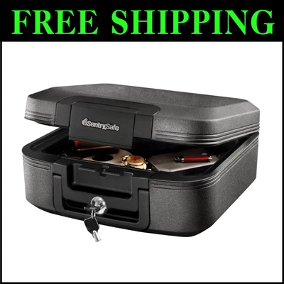Fireproof and Waterproof Safe Box with Key Lock - 15.4 x 14.3 x 6.6 Inches
