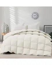 Unikome Medium Warmth White Goose Down & Feather Fiber Comforter For Better Sleep
