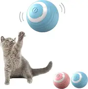 Cat Ball Toy for Indoor Cats, Smart Interactive Cat Toy with LED Light, Electric Rotating Smart Ball for Kitten and Adult Cats Playing, Durable and Safe. (Blue+Pink)