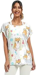 [RPLIFE] Cute Dogs Playful Poses Summer Blouses Loose Summer Blouses Beach Apparel