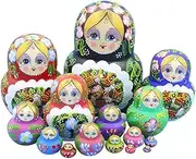 Matryoshka Russian Nesting Dolls 15-Layer Nesting Dolls Formaldehyde-Free Handmade Wooden Toys Matryoshka Creative Halloween Wish Gift Cute and Fun Gift (Color : A)