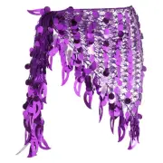 Belly Dance Hip Scarf Sequin Mesh Triangle Skirts(Purple)