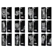 P.D. MORENO BLACK AND WHITE CATS LEATHER BOOK CASE FOR APPLE iPOD TOUCH MP3