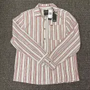 Buffalo David Bitton Shirt Mens Size S Red Stripe Sagel Linen Blend NWT $109