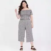 NWT Torrid Black White Gingham Smocked Cropped Summer Top Pants Two Piece Set 2X