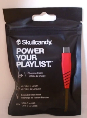 Skullcandy Power your Playlist line charging cable red 4 feet
