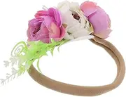 [WRITWAA] Floral Headband for Newborn Photography Elastic Flower Hair Accessories for Shower and Birthday Parties Soft Cloth Flower Headband Light