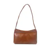 Vintage Baguette Women's Bag PU Leather Shoulder Bag Simple Solid Color Lady Handbag Designer Armpit Bag Girls Shopping Purse