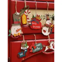 在飛比找ETMall東森購物網優惠-圣誕節日手工彩繪木板圣誕樹氛圍小掛飾掛件家居溫馨小點綴裝飾品