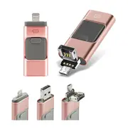 Rose Gold 3 in 1 Flash Drive USB Memory Stick for IOS Android iPhone