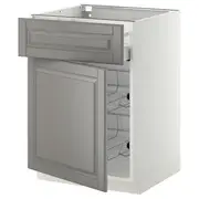 METOD / MAXIMERA base cab w wire basket/drawer/door, white/Bodbyn grey, 60x60x80 cm