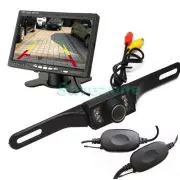 Wireless License plate Reversing Camera + 7" TFT LCD Monitor Car Rear View Kit