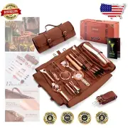Portable Rose Gold Bartender Kit - 17 Stainless Steel Tools with Canvas Bag
