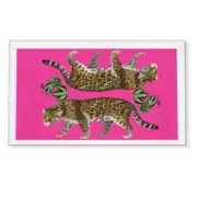 $325 NEW NICOLETTE MAYER COLLECTION Leopard Seeing Double Hot Pink Acrylic Tray