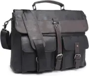 Leather Messenger Bag for Men,Vintage Mens Laptop Bag Water Resistant Business T
