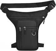 Motor Pannier Bag Men Drop Leg Bag Waist Bag for Men Fanny Pack Phone Purse Motorcycle Riding Shoulder Cross Bags Motorbike Travel Bag(Black)