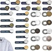 JIEYUMAO 30Pcs Button Extenders, 3 Styles No Sew Waist Extenders for Men Women, Adjustable Elastic Waist Extenders Pants Waist Extender Flexible Button Extenders for Jeans Dress Skirts