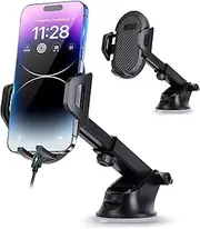 Military-Grade Suction Car Phone Holder - 360° Rotating Universal Dashboard/Windshield/Vent Mount with Super Lock Tech, Compatible with iPhone 15 Pro Max/Samsung S24 Ultra & All 4-7 Phones (Black)