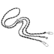 47 Inch Purse Chain Strap, Adjustable Handbag Chains for Bags, Black/Silver Tone