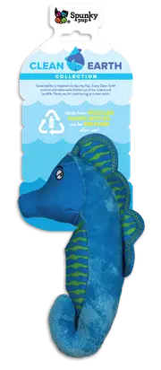 Clean Earth Large Seahorse Recycled Dog & Puppy Soft Toy by Spunky Pup