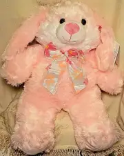 Hugfun Sitting Easter Bunny Rabbit Stuffed Animal Plush Toy Floppy Ear Pink 15"