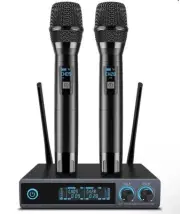 VeGue Wireless Microphone, Metal Dual Professional UHF Cordless Dynamic Mic Hand