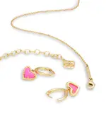 Kendra Scott Ari Pink Heart Pendant Necklace & Matching Stud Earrings, Set of 2