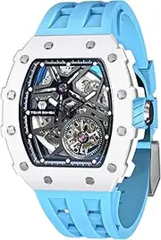[TSAR BOMBA] Tonneau Men's Luxury Stainless Steel Watch Large Dial Luminous Analogue Watch Sapphire Glass Classic Men's Business Watch 50 m Waterproof Automatic Men's Watch