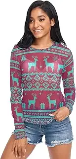 [RPLIFE] Teal Nordic Deer Mesh Blouse, Sheer Sleeve Blouse S-XXL