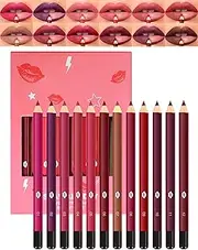 Erinde 12 Colors Lipliner Pencil Set, Waterproof Matte Lip Liners, Long Lasting Lipstick Set, Smooth and Creamy Lipliners Pen for Woman #01