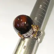 New BORA Handcrafted Sterling Silver Smoky Quartz Statement Ring Size 7