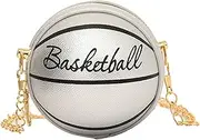 [Vseutiac] MINE MINI ROUND BALL Basketball Shaped Handbag for Athletes, Argent, as described