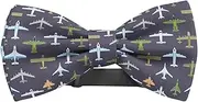 [KAWAMOUSE] Adjustable Pre-tied bow tie for toddler Boys (Airplane Top View Pattern) Elegant Cute Bowties for Dogs Cats Pets, Pattern as Shown