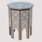 Wood Table Octangle Moroccan Design Wooden Antique Side Table Stool Brown