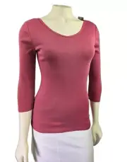 NWT Ann Taylor Mauve double V-Neck 3/4 sleeve stretch T-Shirt Top size XSP