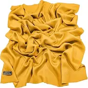 [CJ Apparel] Women's Hand Made Nepalese Fringe Shawl Pashmina Scarf, Amber yellow, One size