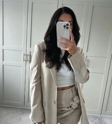 ZARA WOMEN NEW LIMITED EDITION OVERSIZED BLAZER TAUPE BROWN CAMEL 3227/332 XL