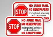 no junk mail, no newspapers 2 x for letterbox mail door vinyl stickers