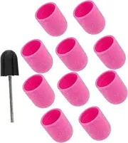 PACKOVE 10Pcs Nail Drill Bit Caps Set Durable Sanding Caps for Nail Art Tools Compatible with Electric Nail File Machines Lightweight Easy to Use for Reshaping Polishing